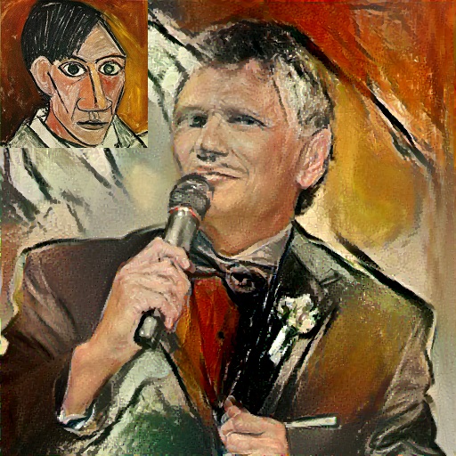 Adrian Zidaritz, rendered in Pablo Picasso style